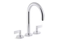 Deck-mount bath faucet, gooseneck spout, lever handles 1