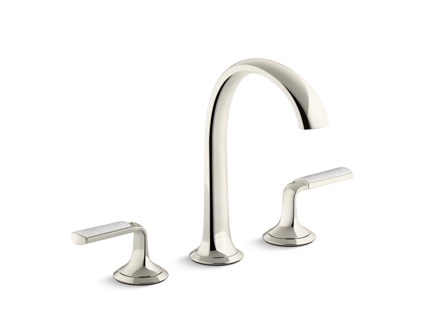 Script® Decorative Sink faucet, arch spout, Frost Wave enamel lever handles
