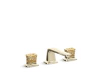 Sink faucet, low spout, gold flake crystal knob handles 1
