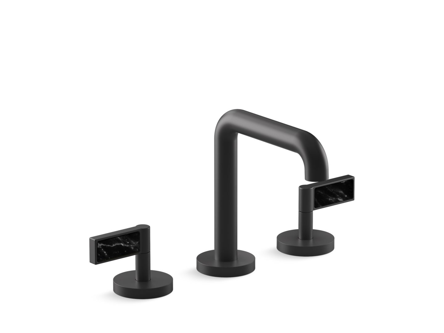 One Decorative Sink Faucet, Tall Spout, Nero Marquina Handles