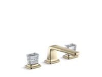 Sink faucet, low spout, clear Saint-Louis crystal knob handles 1