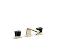 Sink faucet, low spout, Black Crystal knob handles 1