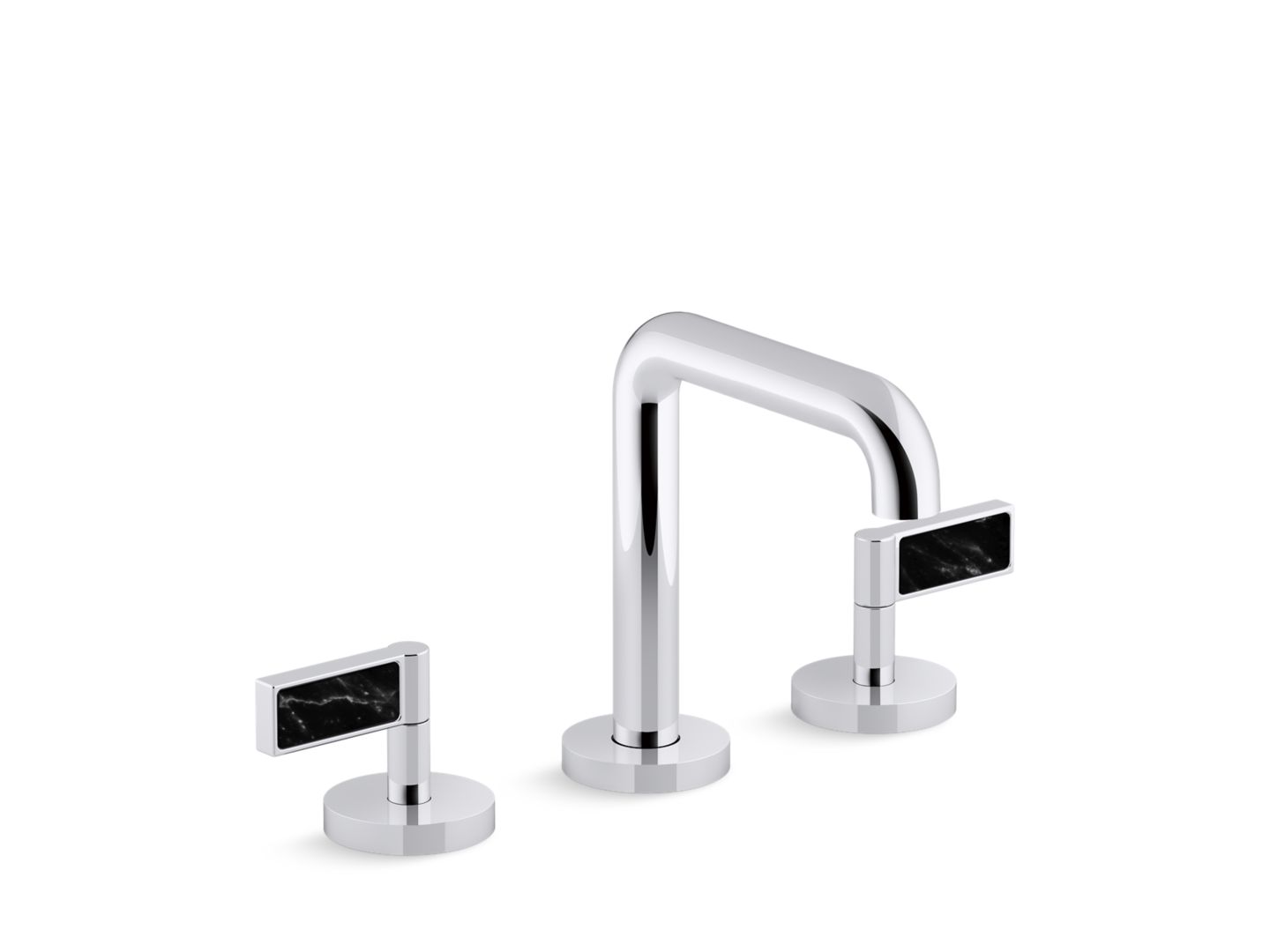 One Decorative Sink Faucet, Tall Spout, Nero Marquina Handles