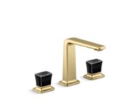Sink faucet, tall spout, Black Crystal knob handles 0