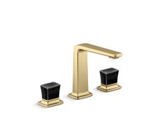 Per Se® Decorative Sink faucet, tall spout, Black Crystal knob handles