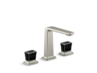 Sink faucet, tall spout, Black Crystal knob handles 0