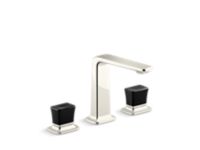 Sink faucet, tall spout, Black Crystal knob handles 0