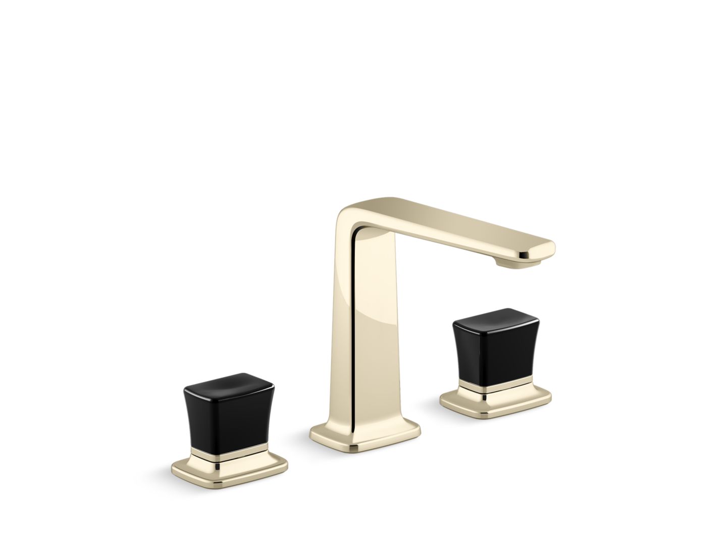 Per Se Decorative Sink Faucet, Tall Spout, Black Crystal Knob Handles