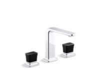 Sink faucet, tall spout, Black Crystal knob handles 0