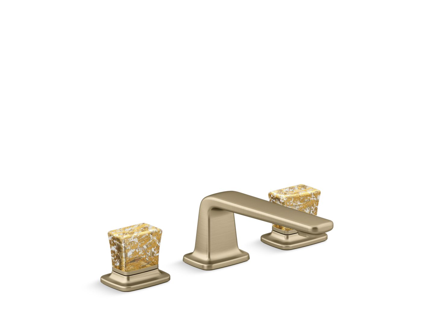 Per Se Decorative Sink Faucet, Low Spout, Gold Flake Crystal Knob Handles