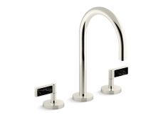 One™ Sink faucet, gooseneck spout, Nero Marquina handles