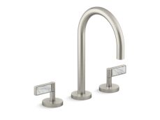 One™ Sink faucet, gooseneck spout, White Carrara handles