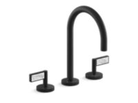 Sink faucet, gooseneck spout, White Carrara handles 0