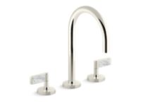 Sink Faucet, Gooseneck Spout, White Carrara Handles 0