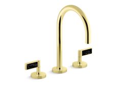 One™ Sink faucet, gooseneck spout, Nero Marquina handles