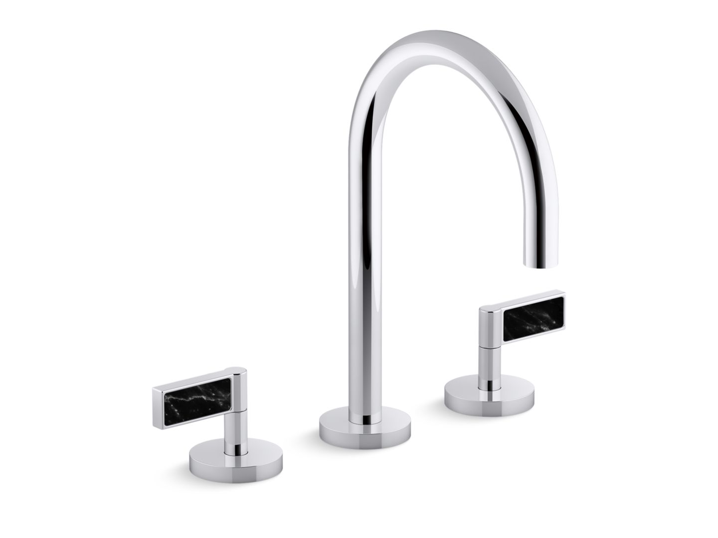 One™ Sink faucet, gooseneck spout, Nero Marquina handles