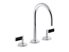 One™ Sink faucet, gooseneck spout, Nero Marquina handles