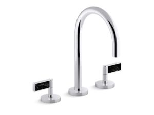 Sink faucet, gooseneck spout, Nero Marquina handles