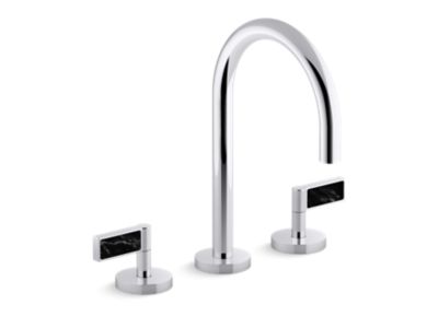 Sink Faucet, Gooseneck Spout, Nero Marquina Handles