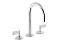 Sink faucet, gooseneck spout, White Carrara handles 1