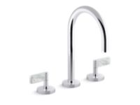 Sink Faucet, Gooseneck Spout, White Carrara Handles 1