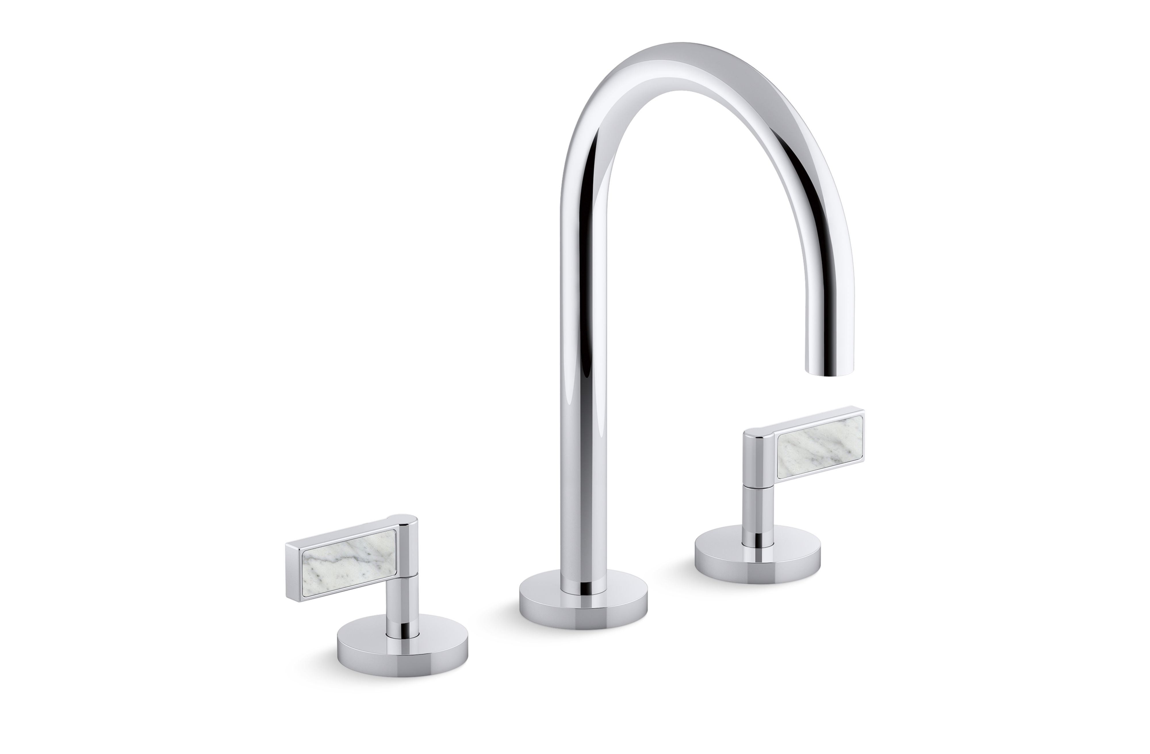 One™ — Sink faucet, gooseneck spout, White Carrara handles