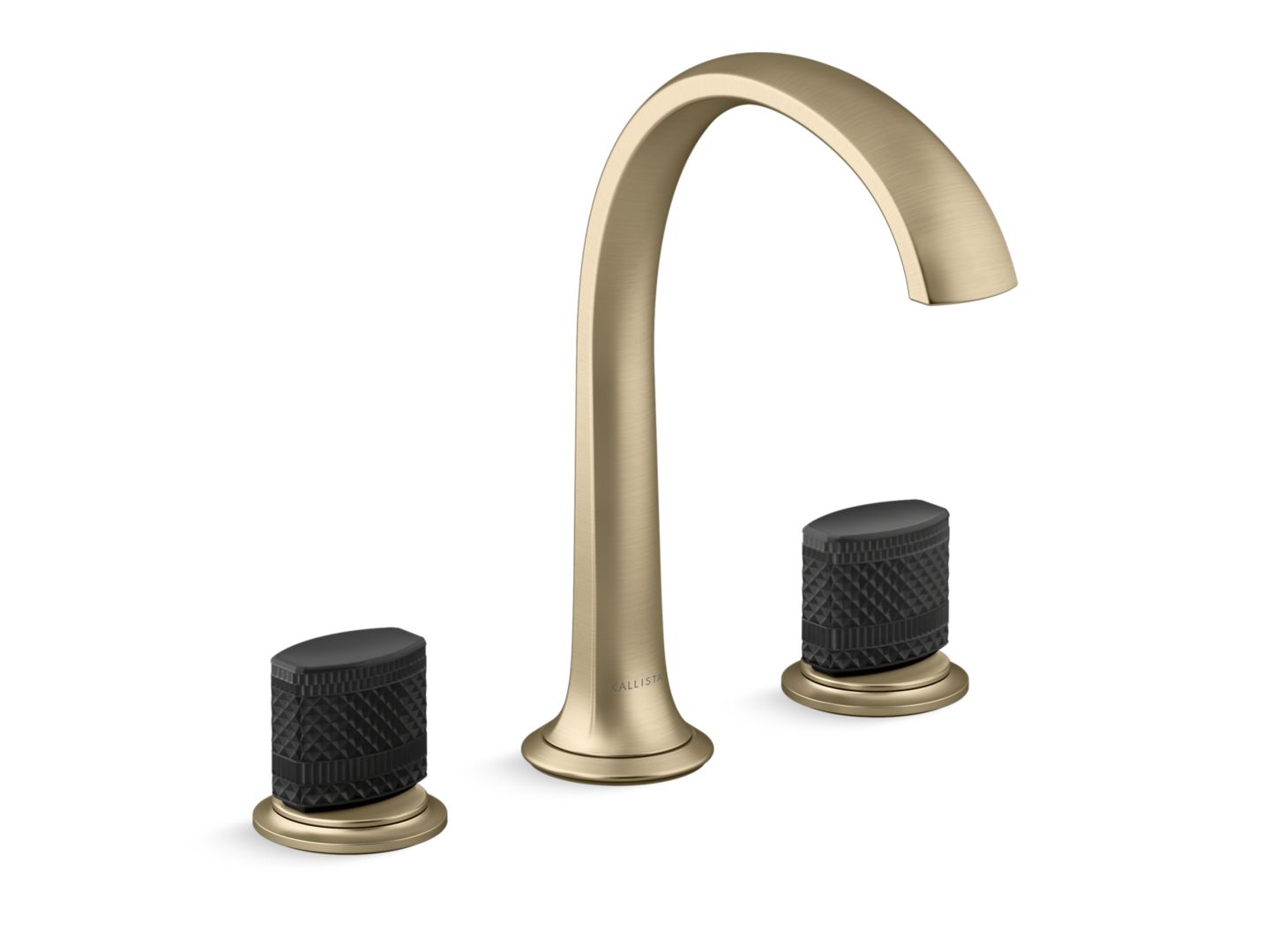 Script Sink Faucet, Arch Spout, Matte Black Porcelain Knob Handles