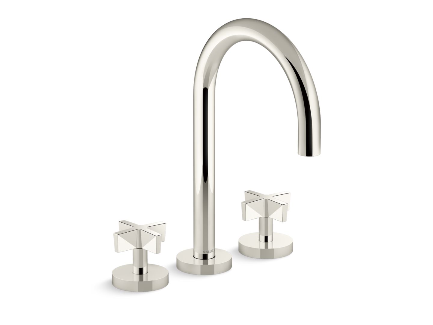 One Deck-Mount Bath Faucet, Gooseneck Spout, Cross Handles