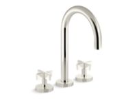 Deck-mount bath faucet, gooseneck spout, cross handles 0
