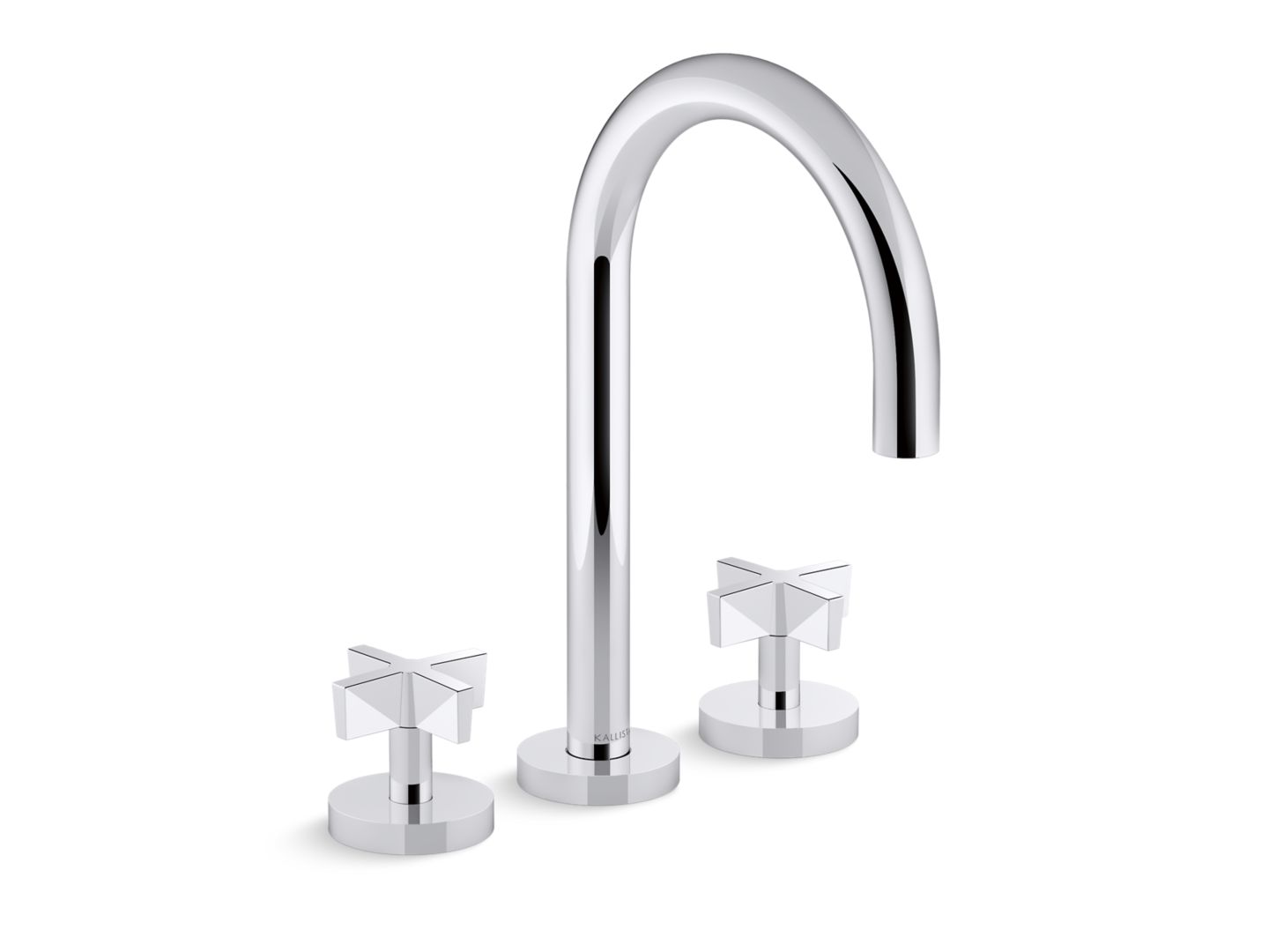 One Deck-Mount Bath Faucet, Gooseneck Spout, Cross Handles