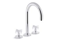 Deck-mount bath faucet, gooseneck spout, cross handles 1