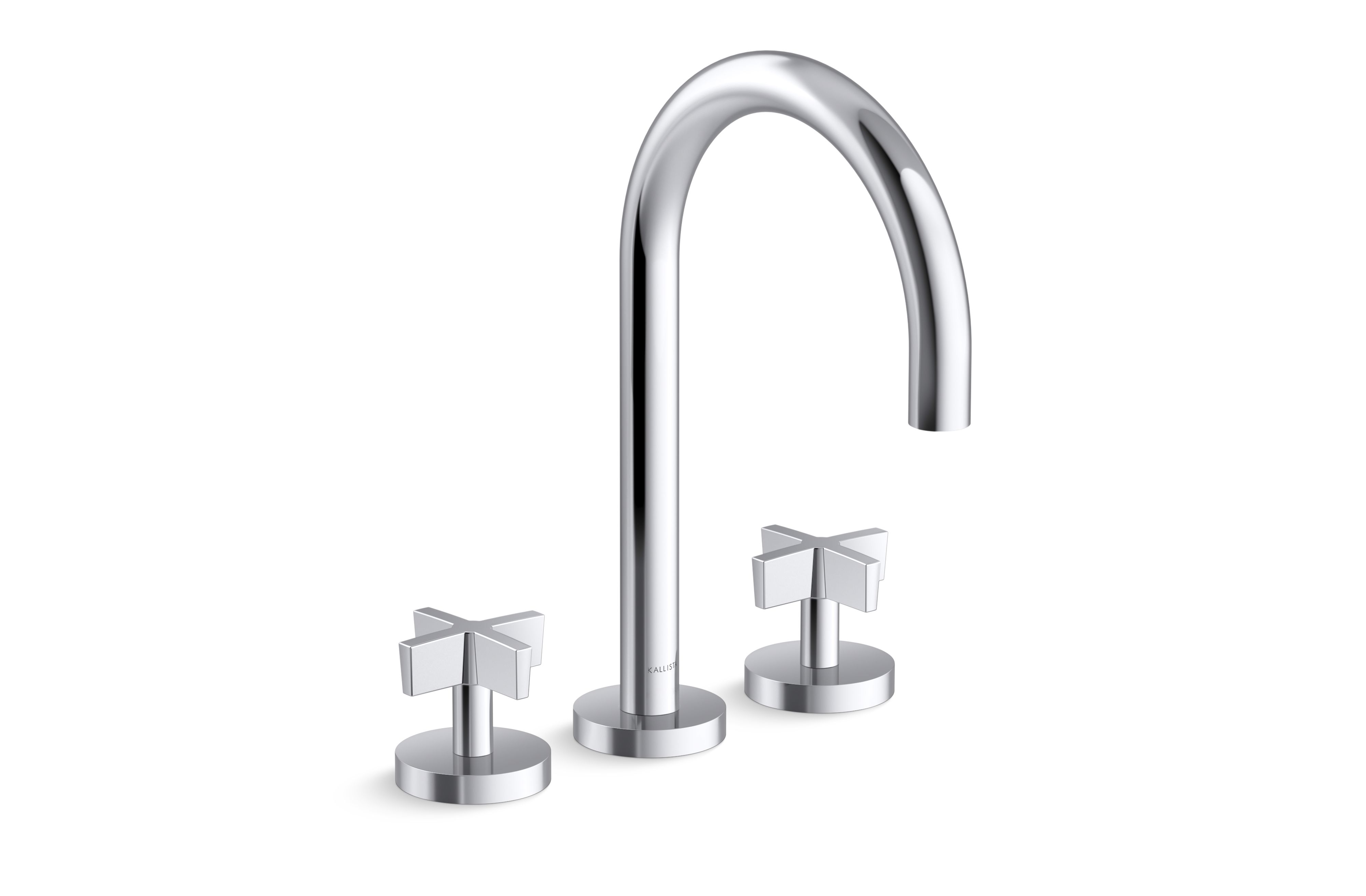 One™ — Deck-mount bath faucet, gooseneck spout, cross handles