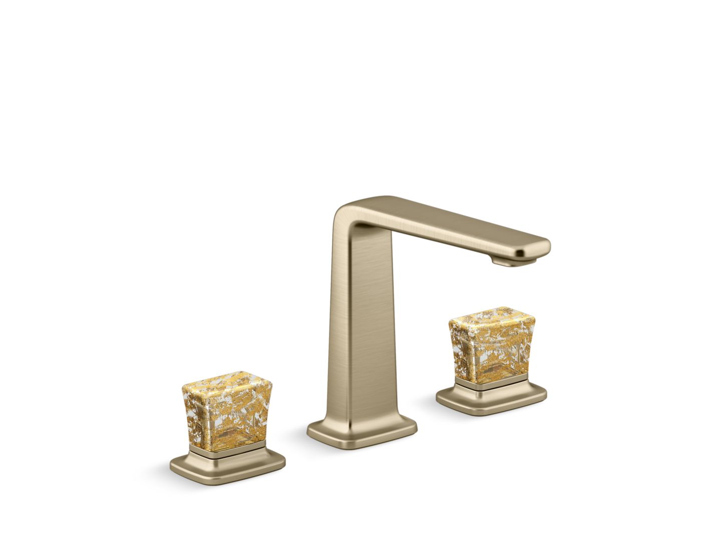 Per Se Decorative Sink Faucet, Tall Spout, Gold Flake Crystal Knob Handles