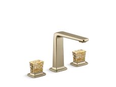 Per Se® Decorative Sink faucet, tall spout, Gold Flake Crystal handles