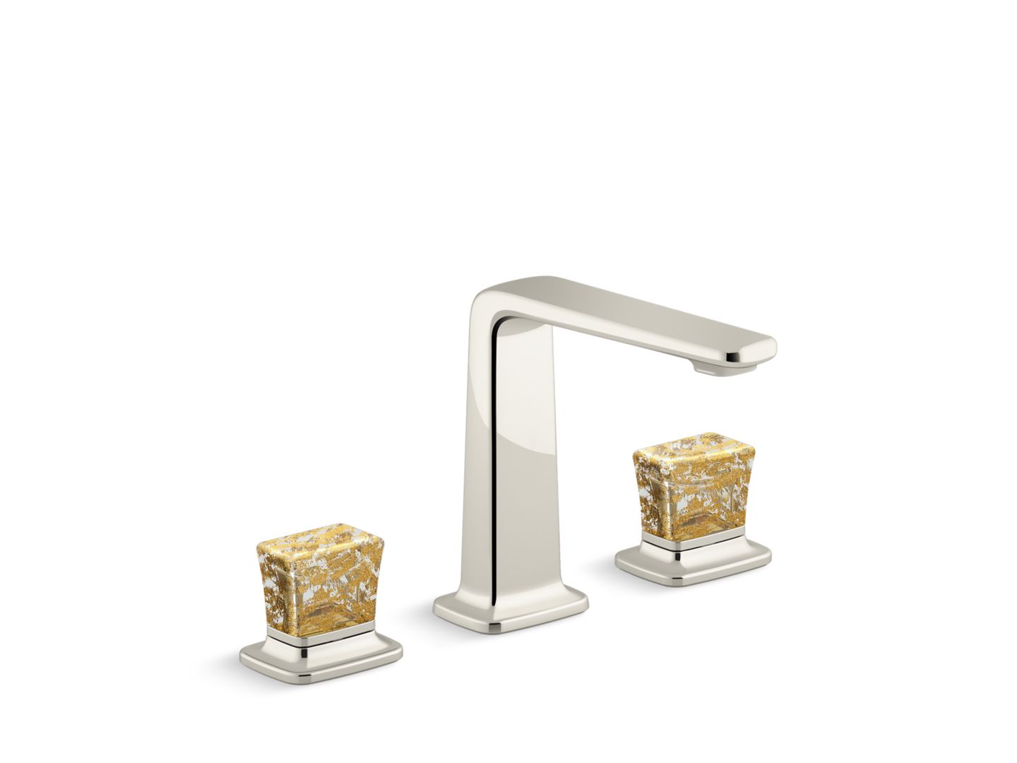 Per Se Decorative Sink Faucet, Tall Spout, Gold Flake Crystal Knob Handles