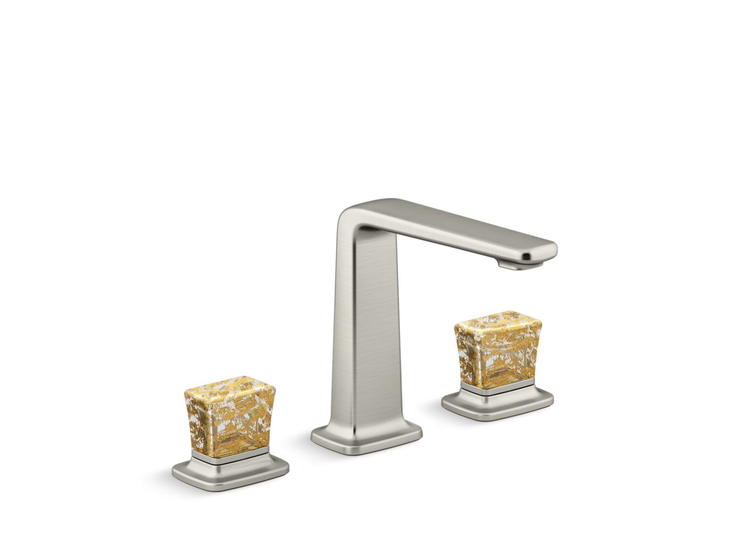 Per Se Decorative Sink Faucet, Tall Spout, Gold Flake Crystal Knob Handles