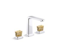 Sink Faucet, Tall Spout, Gold Flake Crystal Knob Handles 0