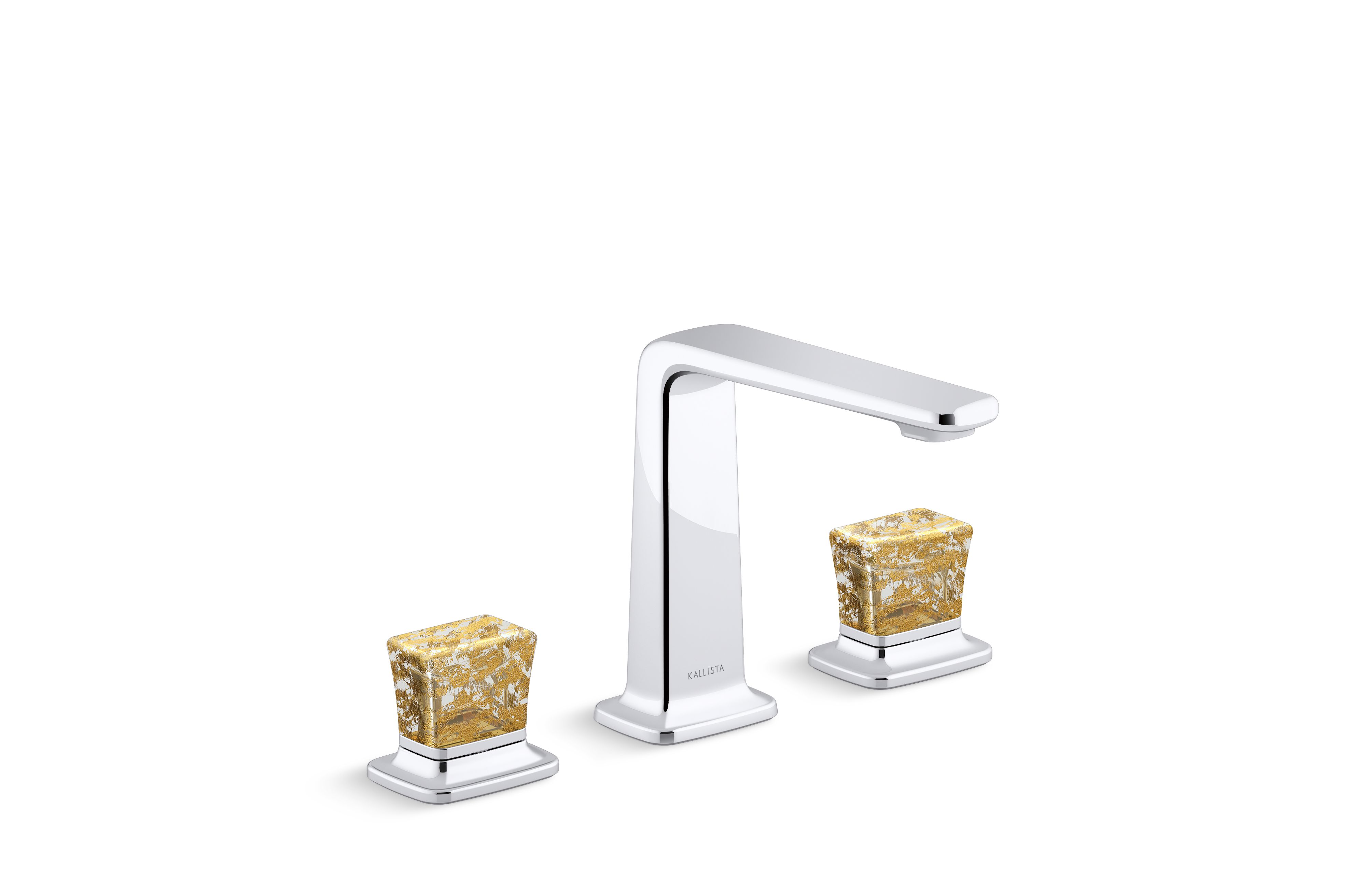 Per Se® Decorative — Sink faucet, tall spout, Gold Flake Crystal handles