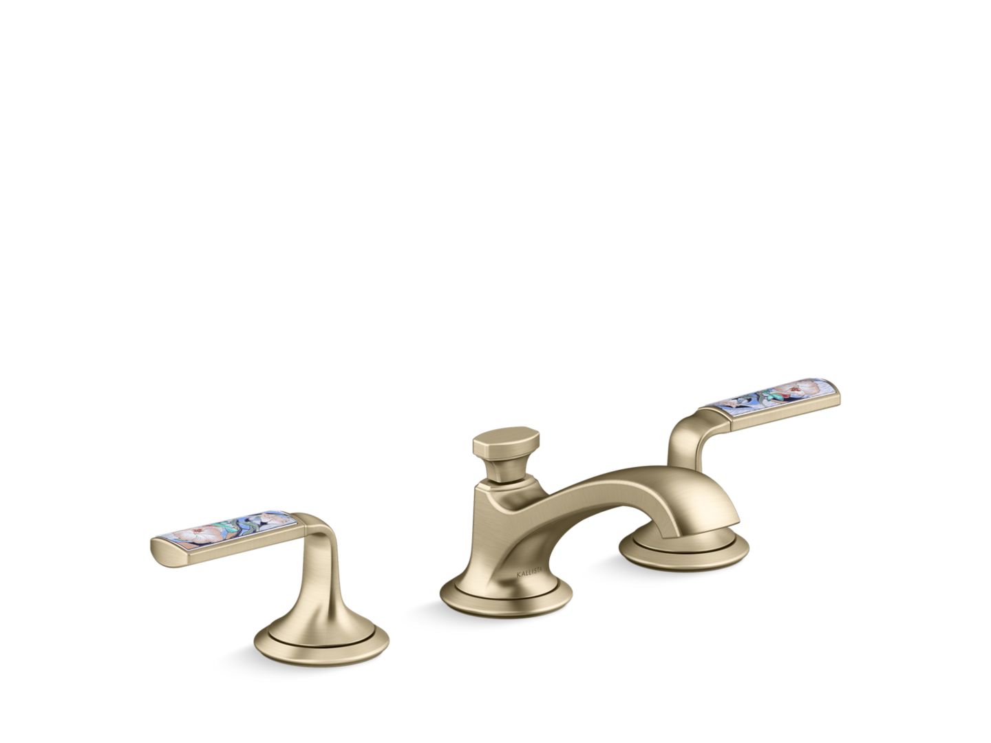 Script® Decorative Sink faucet, low spout, Spring Rain enamel lever handles