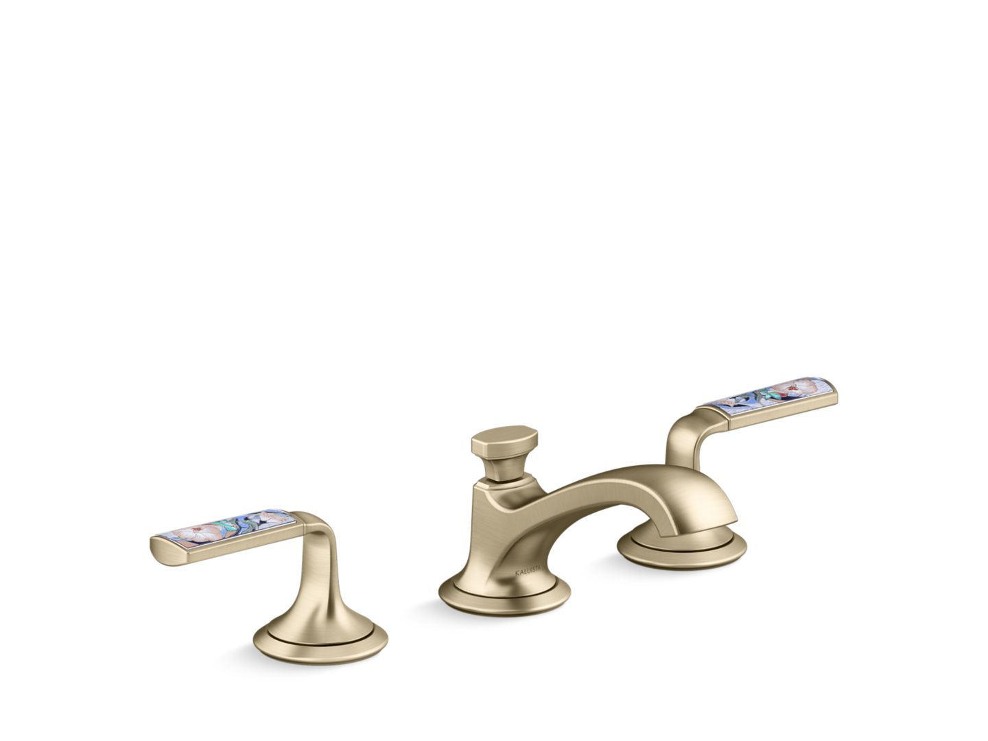 Script Sink Faucet, Low Spout, Spring Rain Enamel Lever Handles