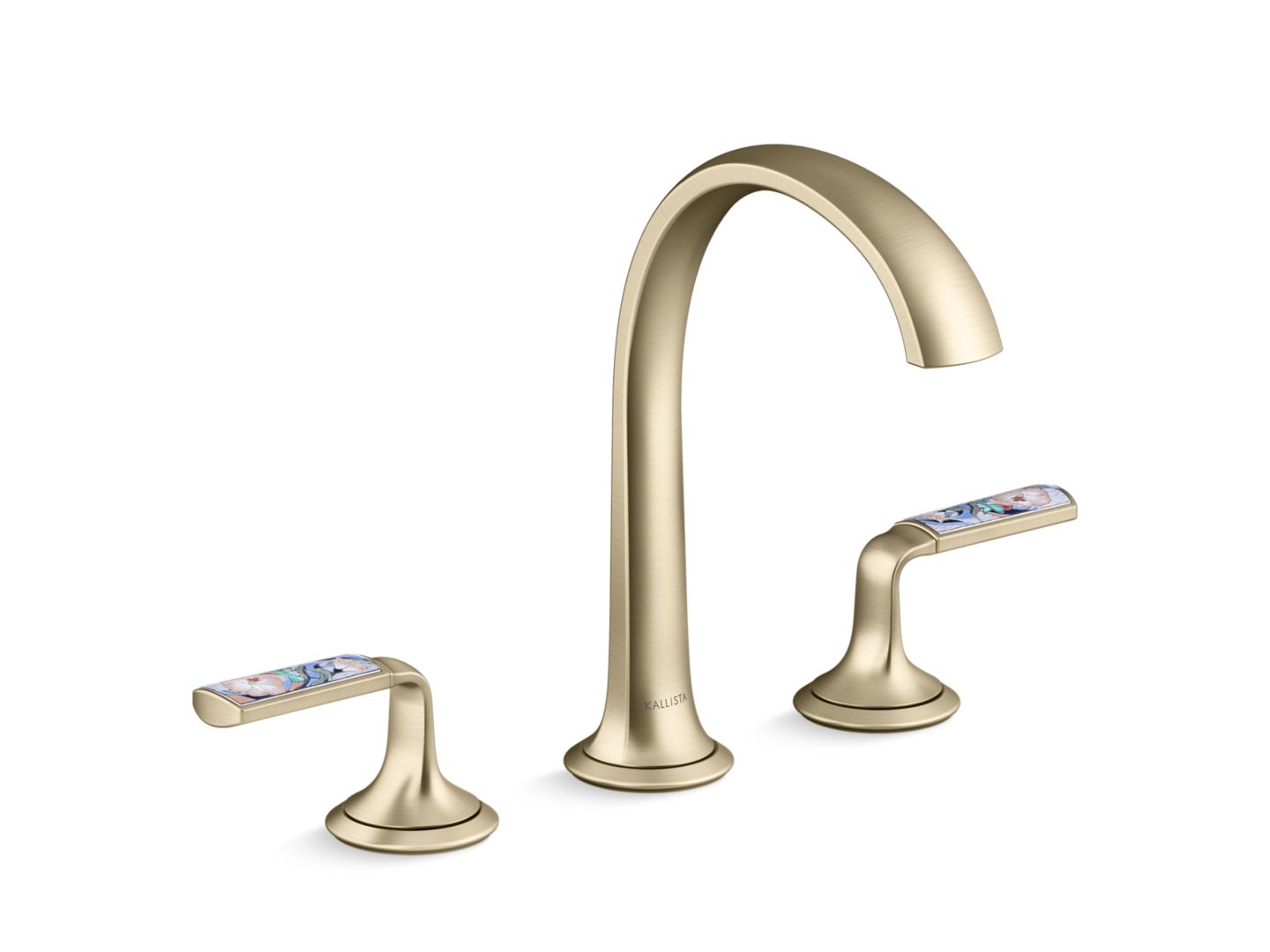 Script Sink Faucet, Arch Spout, Spring Rain Enamel Lever Handles