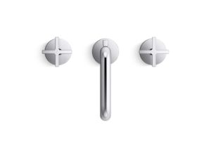 Sink Faucet, Low Spout with Lift Rod, Cross Handles