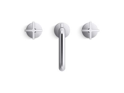 Sink Faucet, Low Spout with Lift Rod, Cross Handles