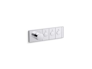 Mechanical showering three-outlet thermostatic control panel