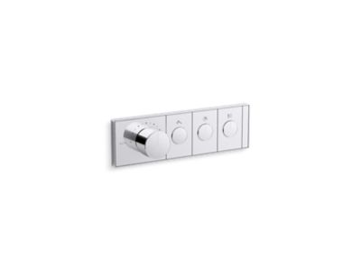 Mechanical showering three-outlet thermostatic control panel