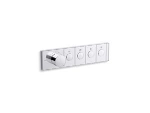 Mechanical showering four-outlet thermostatic control panel