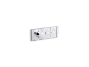 Mechanical showering two-outlet thermostatic control panel