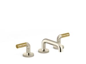Sink faucet, low spout, P.E. Guerin decorative handles