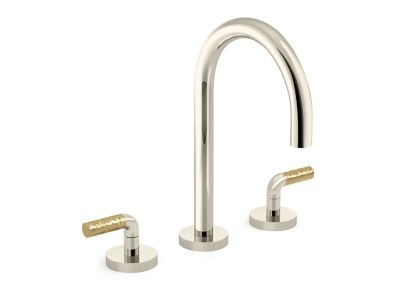 One Sink Faucet, Gooseneck Spout, P.E. Guerin Decorative Handles