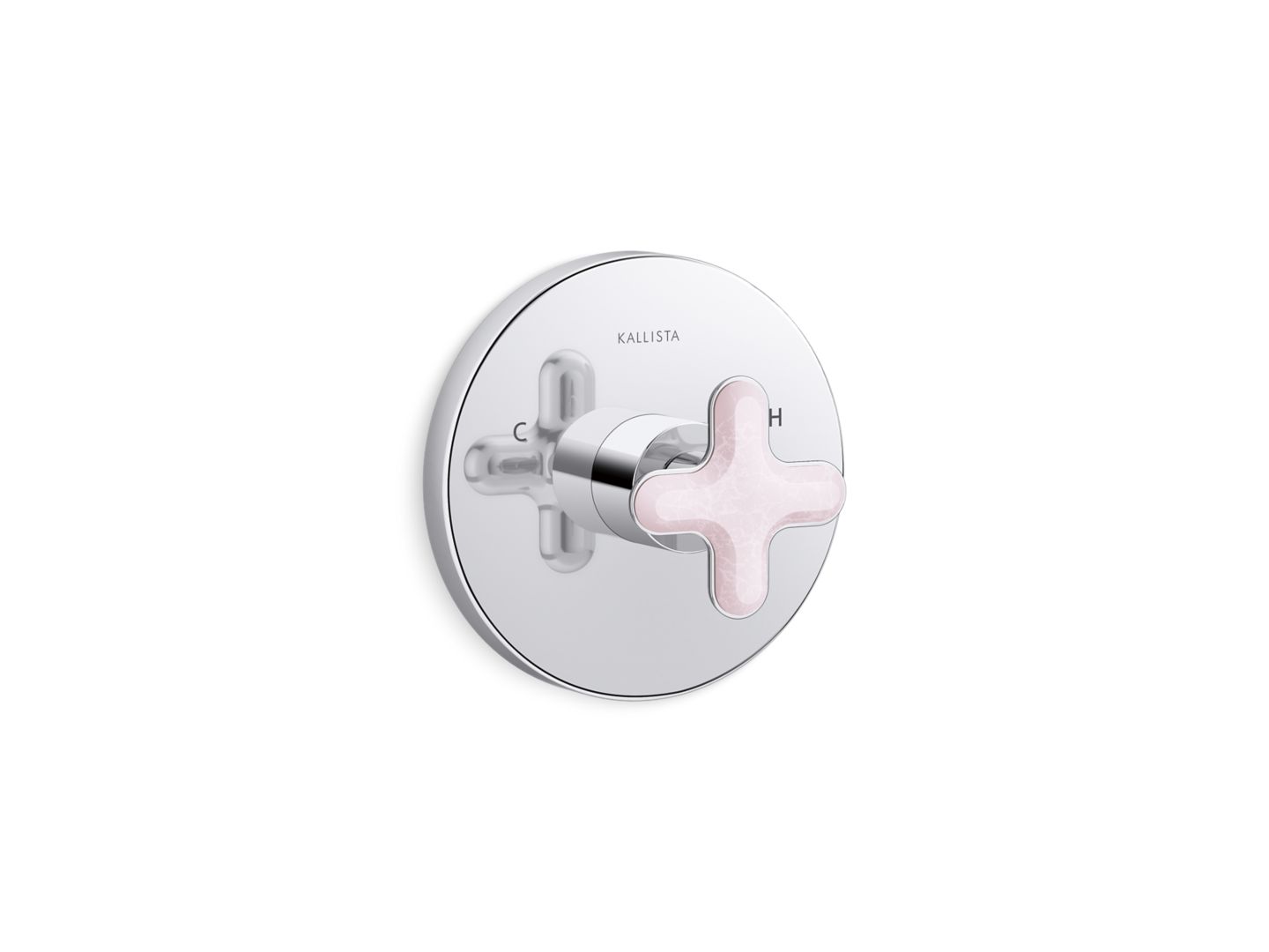 002® Thermostatic Trim, Rose Quartz Cross Handle